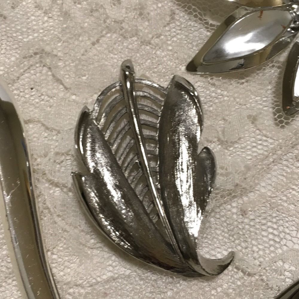 Vintage Brooch Lot Silver Tone Large metal Statement - Picture 3 of 6